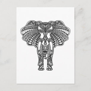 Cartão Postal Henna Mehndi Decorou o Elefante Indiano