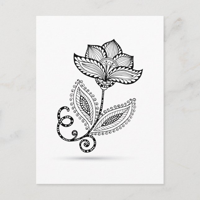 Cartão Postal Henna Paisley Mehndi Doodles (Frente)