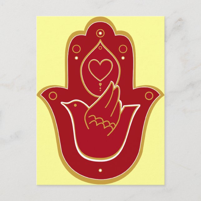 Cartão Postal Henna Peace and Love Hamsa (Frente)