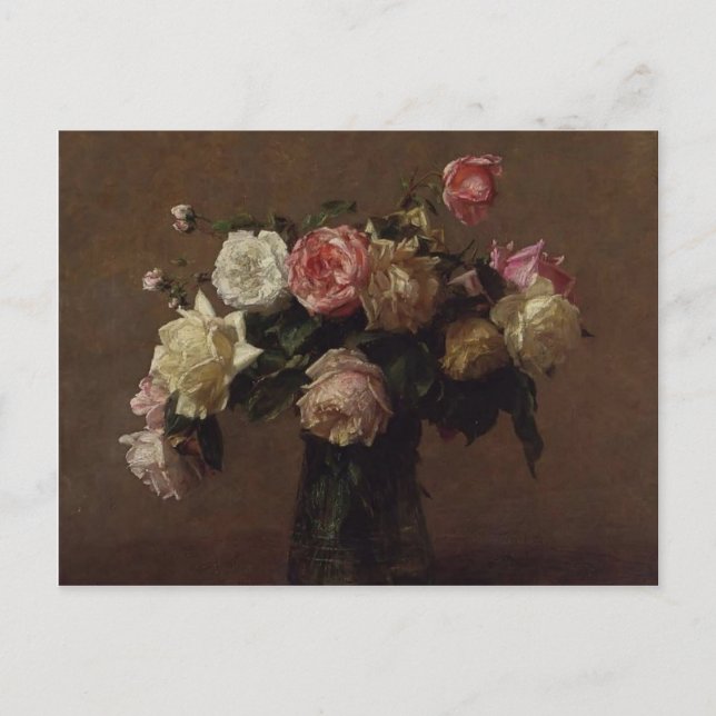 Cartão Postal Henri Fantin-Latour - Buquê de Rosas (Frente)