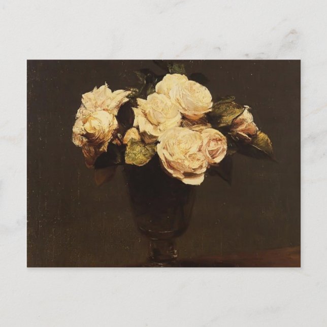 Cartão Postal Henri Fantin-Latour- White Roses (Frente)