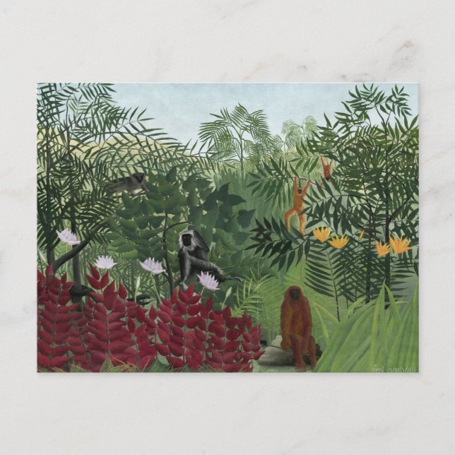 Cartão Postal Henri Rousseau - Floresta Tropical com Macacos (Frente)