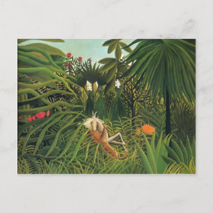 Cartão Postal Henri Rousseau - Jaguar Atacando um Cavalo
