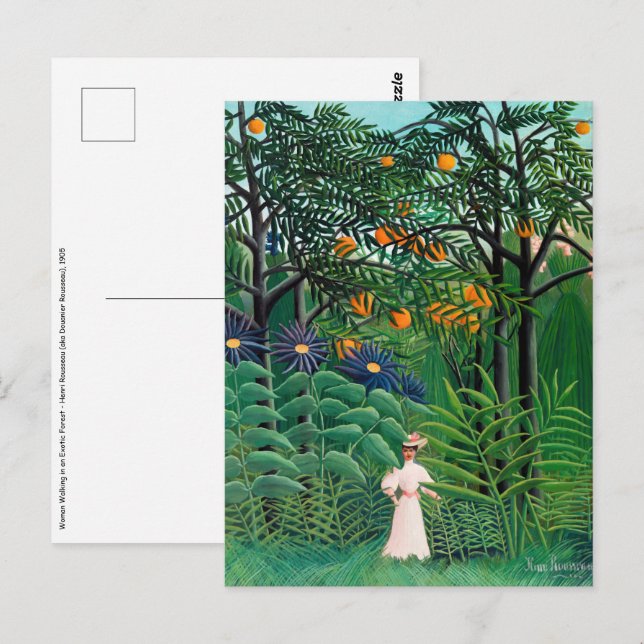 Cartão Postal Henri Rousseau - Mulher caminhando em uma Floresta (Frente/Verso)
