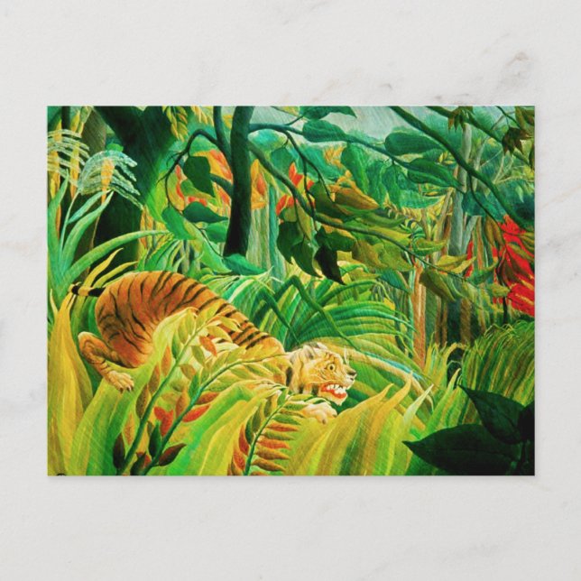 Cartão Postal Henri Rousseau Tiger em um Cartão-Postal de Tempes (Frente)