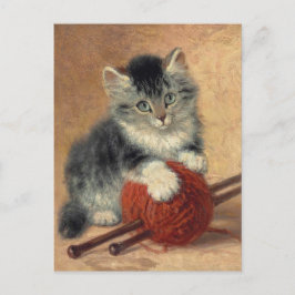 Cartão Postal Henriëtte Ronner-Knip Um gatinho com uma bola de l