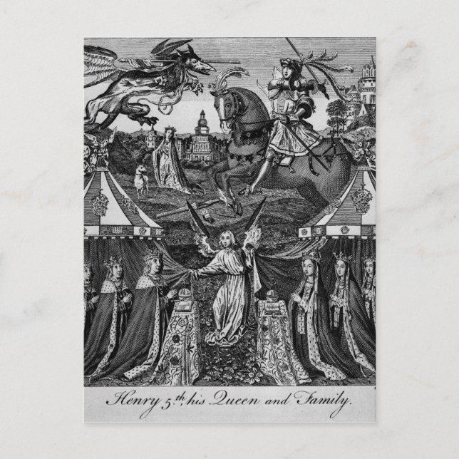 Cartão Postal Henry 5o, sua rainha e família (Frente)