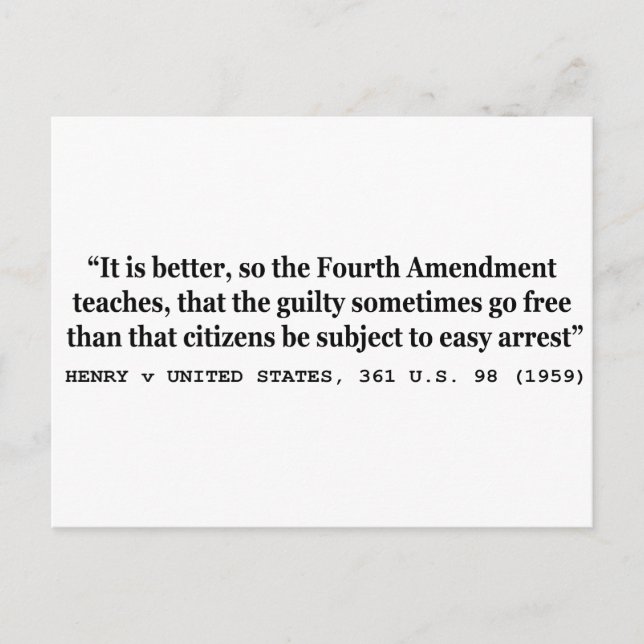 Cartão Postal HENRY/ESTADOS UNIDOS 361 US 98 1959 4ª Emenda (Frente)