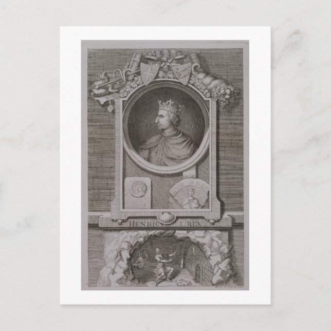 Cartão Postal Henry I (1068-1135) King of England de 1100, eng (Frente)