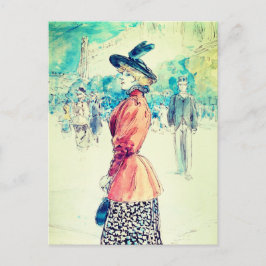 Cartão Postal Henry Somm - Elegante em um boulevard