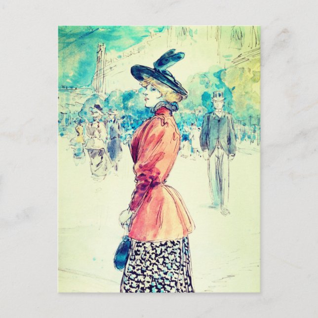 Cartão Postal Henry Somm - Elegante em um boulevard (Frente)