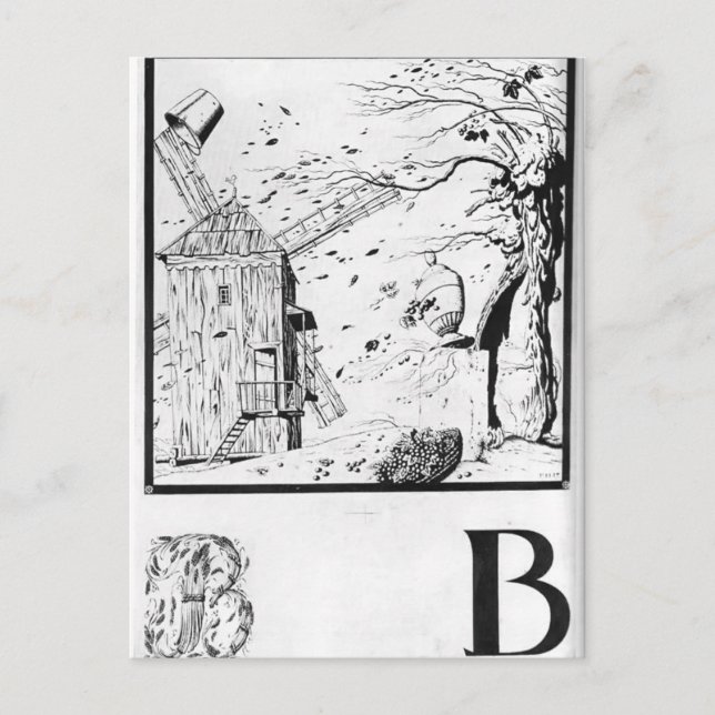 Cartão Postal Heorhiy Narbut-Sheet 'V' do 'alfabeto ucraniano' (Frente)