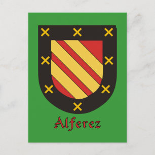 Cartão Postal Heraldic Shield da Família Alferez