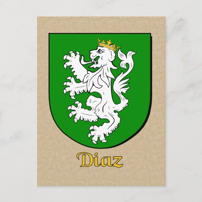 Cartão Postal Heraldic Shield da Família Diaz (Frente)