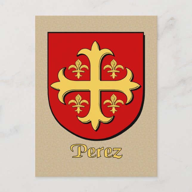 Cartão Postal Heraldic Shield da Família Perez (Frente)