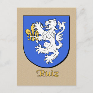 Cartão Postal Heraldic Shield da Família Ruiz