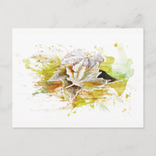 Cartão Postal Herbst, Winter. Laub, Frost, Aquarell