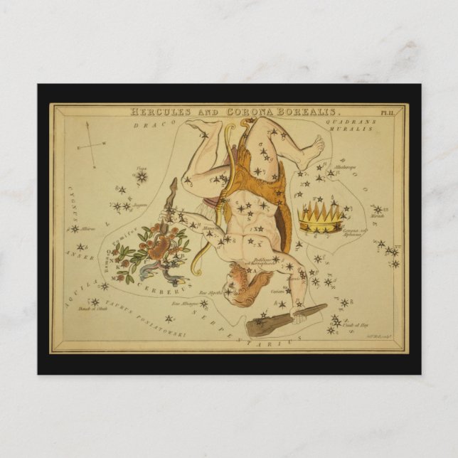 Cartão Postal Hércules (Hércules) e Corona Borealis (Frente)