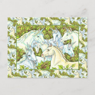 Cartão Postal HERDADO UNICORN MEDIEVAL, CAVALOS, STALLION Fantas