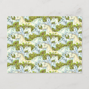 Cartão Postal HERDADO UNICORN MEDIEVAL, CAVALOS, STALLION Fantas