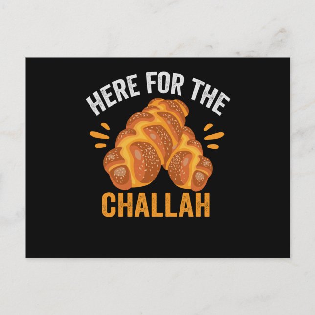 Cartão Postal Here For the Challah Funny Jewish Hanukkah Bread (Frente)