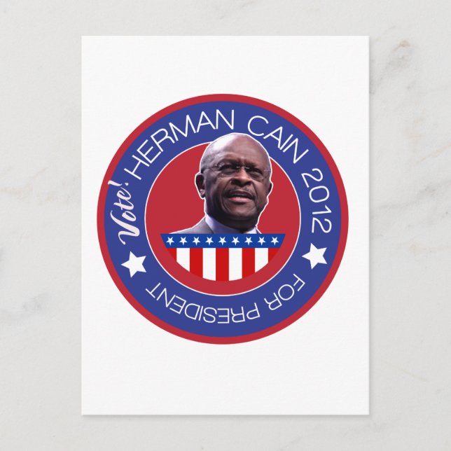 Cartão Postal Herman Cain para o presidente 2012 dos E.U. (Frente)