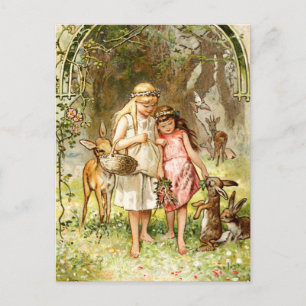 Cartão Postal Hermann Vogel - Branca de Neve e Rosa Vermelha
