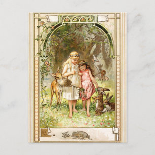 Cartão Postal Hermann Vogel - Branco da neve e vermelho Rosa