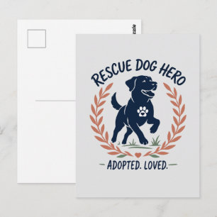 Cartão Postal Herói do Cão Resgatado Adotado Amado Impressão da 