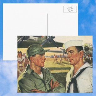Cartão Postal Heróis Patrióticos Vintage, Homens Militares em Un