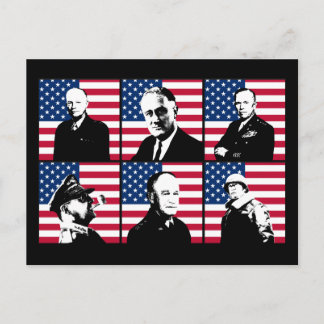 Cartão Postal Heróis WW2 e bandeira americana