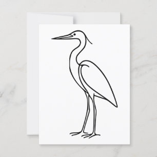 Cartão Postal Heron Line Art - Ilustração Minimalista de Aves