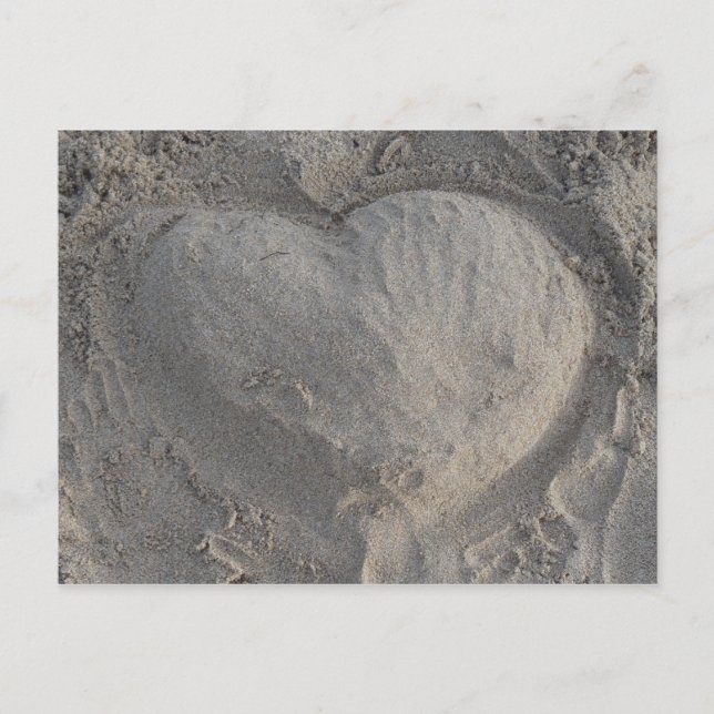 Cartão Postal Herz im Sand Postkarte (Frente)