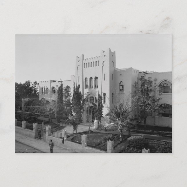 Cartão Postal Herzliya Hebrew Gymnasium em Tel Aviv nos anos 30 (Frente)