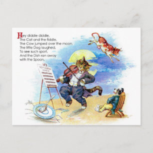 Cartão Postal Hey Diddle Diddle Rima Infantil
