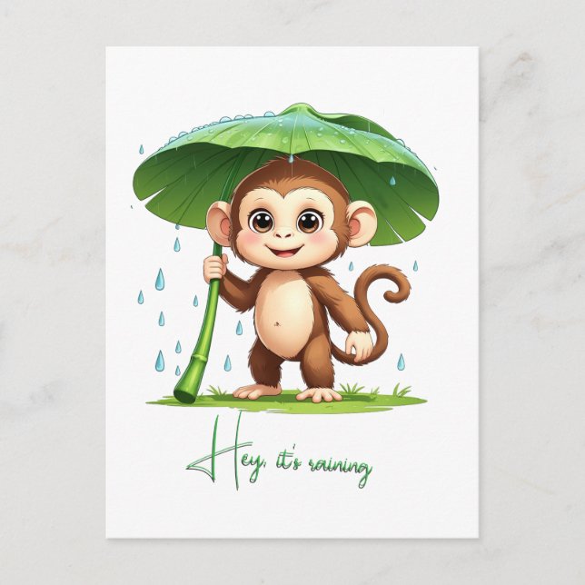 Cartão Postal Hey' It's Raining (Frente)