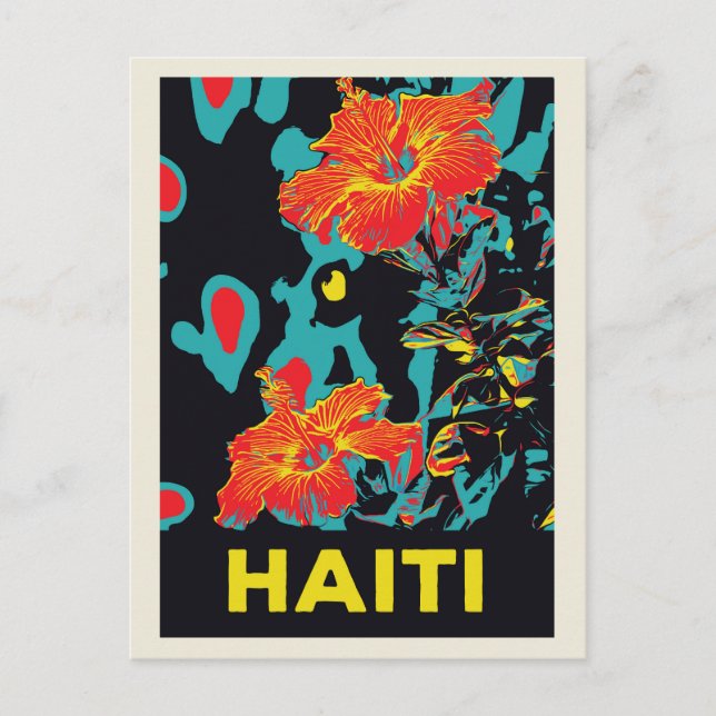 Cartão Postal hibisco típico do caribe no Haiti (Frente)