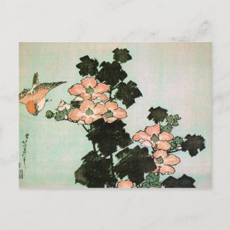 Cartão Postal Hibiscus e Sparrow