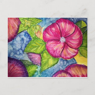 Cartão Postal Hibiscus Fantasy Watercolor