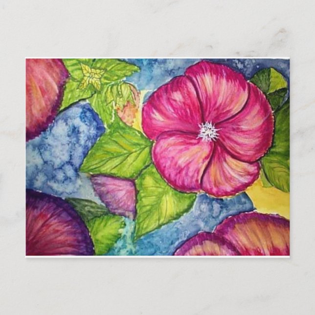 Cartão Postal Hibiscus Fantasy Watercolor (Frente)