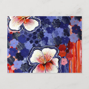 Cartão Postal Hibiscus Hawaiian Abstrato Floral