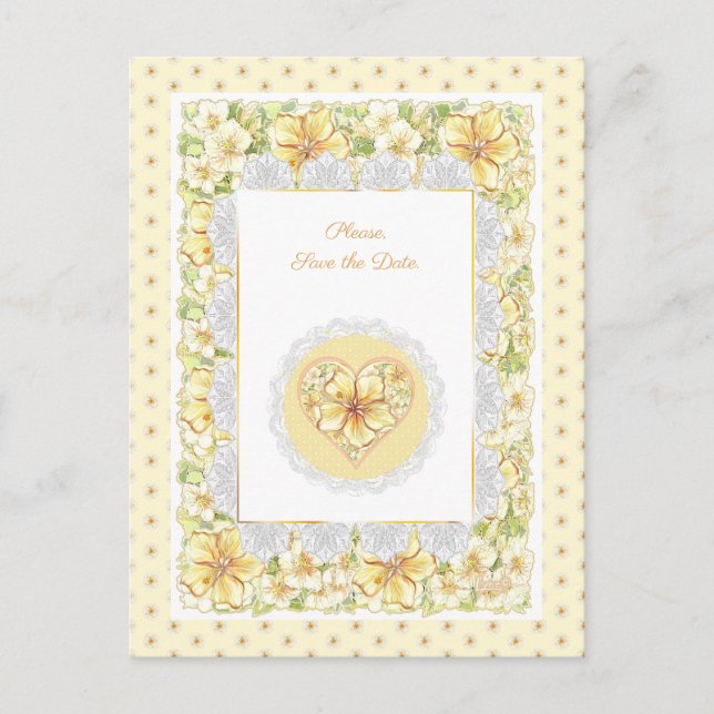 Cartão Postal Hibiscus & lace AMARELO (Frente)