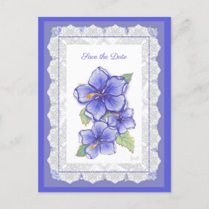 Cartão Postal Hibiscus & lace BLUE