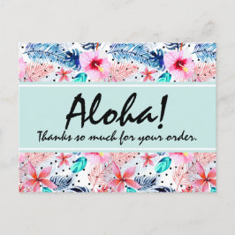 Cartão Postal Hibiscus Tropical Hawaiai e Folha de Palma Obrigad