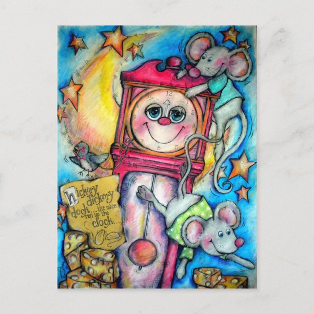 Cartão Postal Hickory Dickory Dock Nursery Time (Frente)