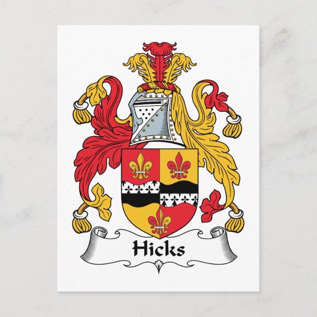 Cartão Postal Hicks Family Crest (Frente)