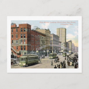 Cartão Postal High Rua, Columbus, Ohio 1910 Vintage