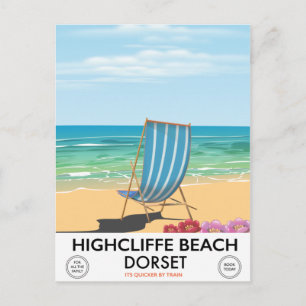 Cartão Postal Highcliffe Beach, Dorset vintage poster