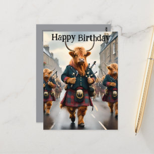 Cartão Postal Highland Cow Bagpipe Banda, Cartão-postal de Anive