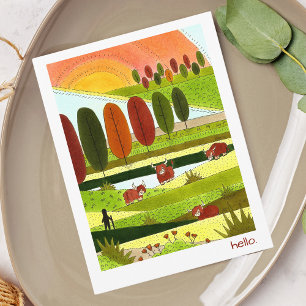 Cartão postal Highland Cows Hello
